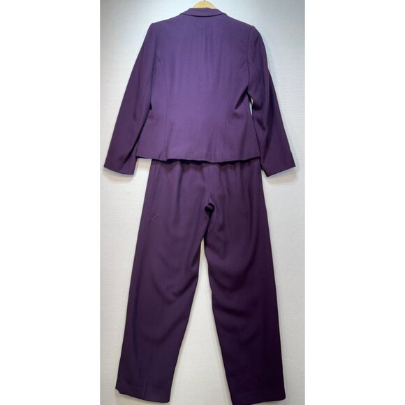 En Avance Women's Rayon Pant Suit Set Three Button Blazer Size 8 Purple - Picture 2 of 16